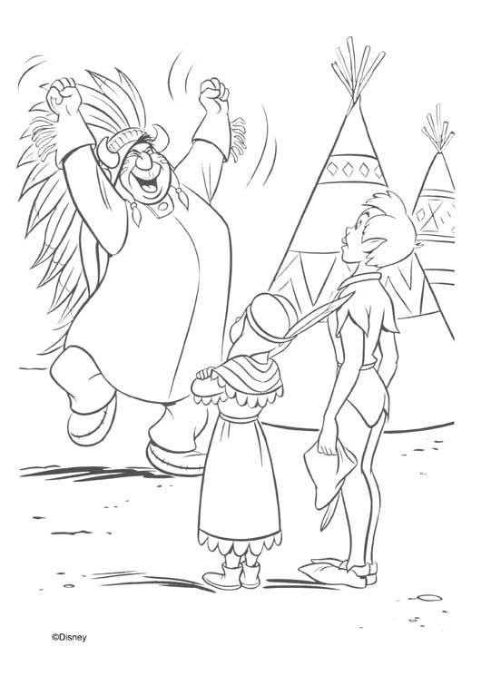 coloriage peter pan et les indiens